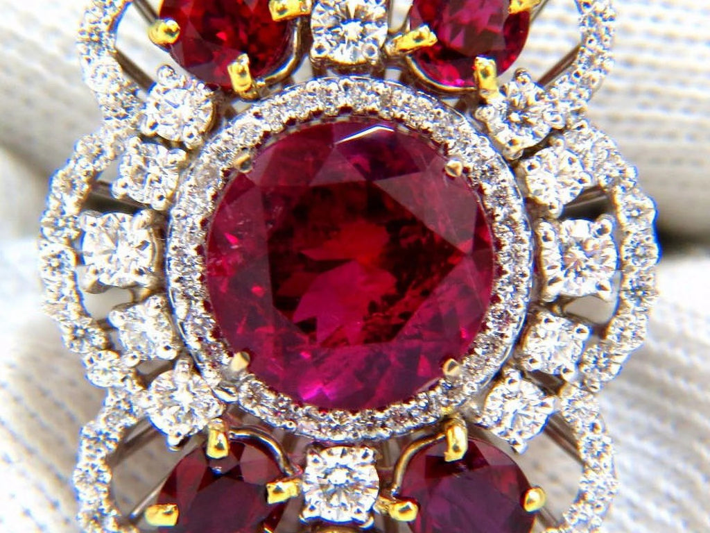 8.03CT Natural Tourmaline Ruby Diamond Cluster Ring A648165