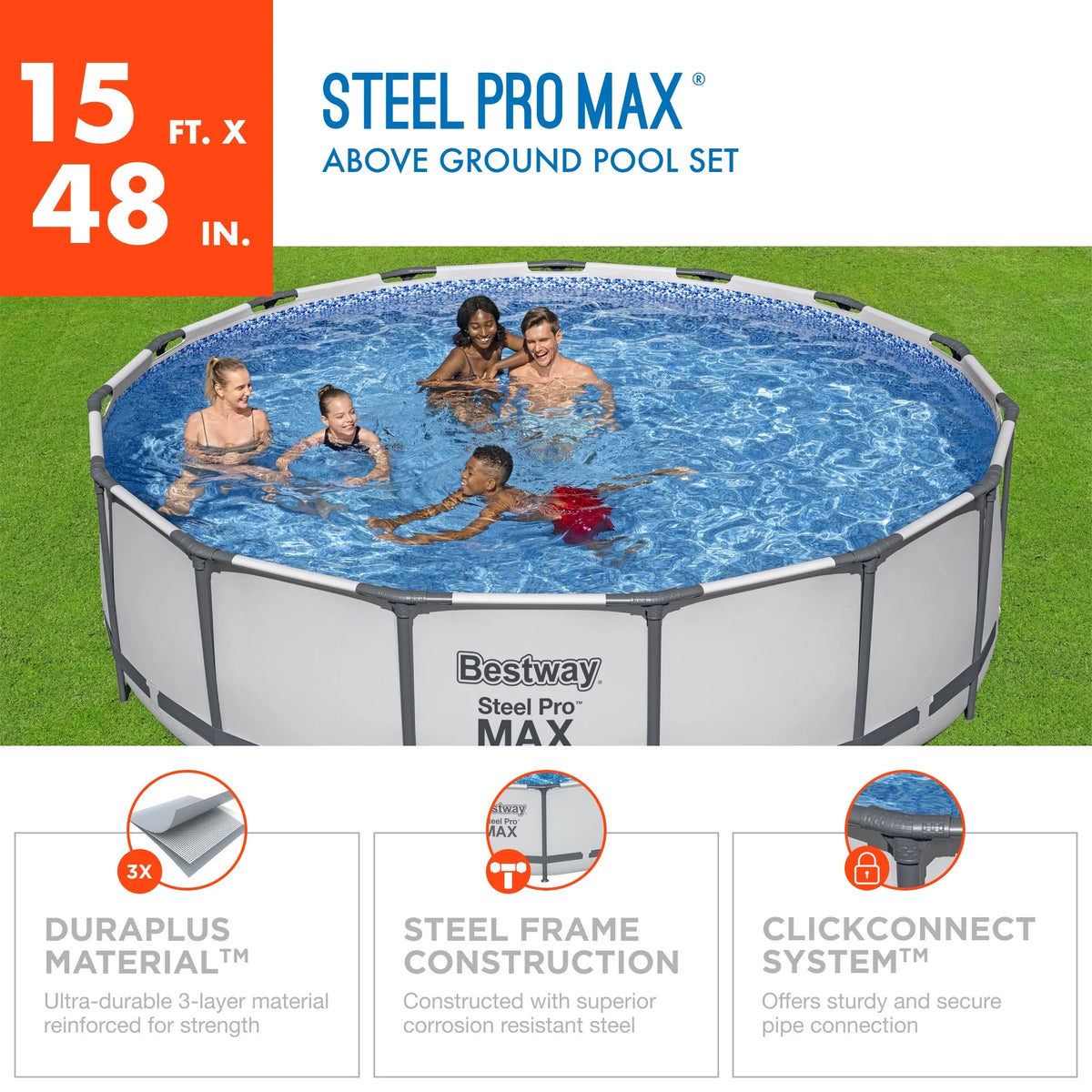 15' x 42 Round Above Ground Swimming Pool Set V332