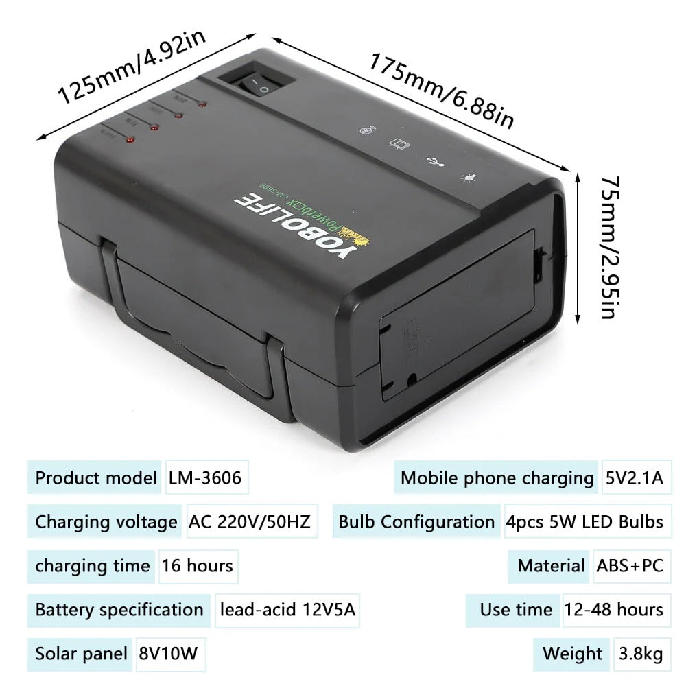 Solar Generator with Solar Panel and LED Lights J61528