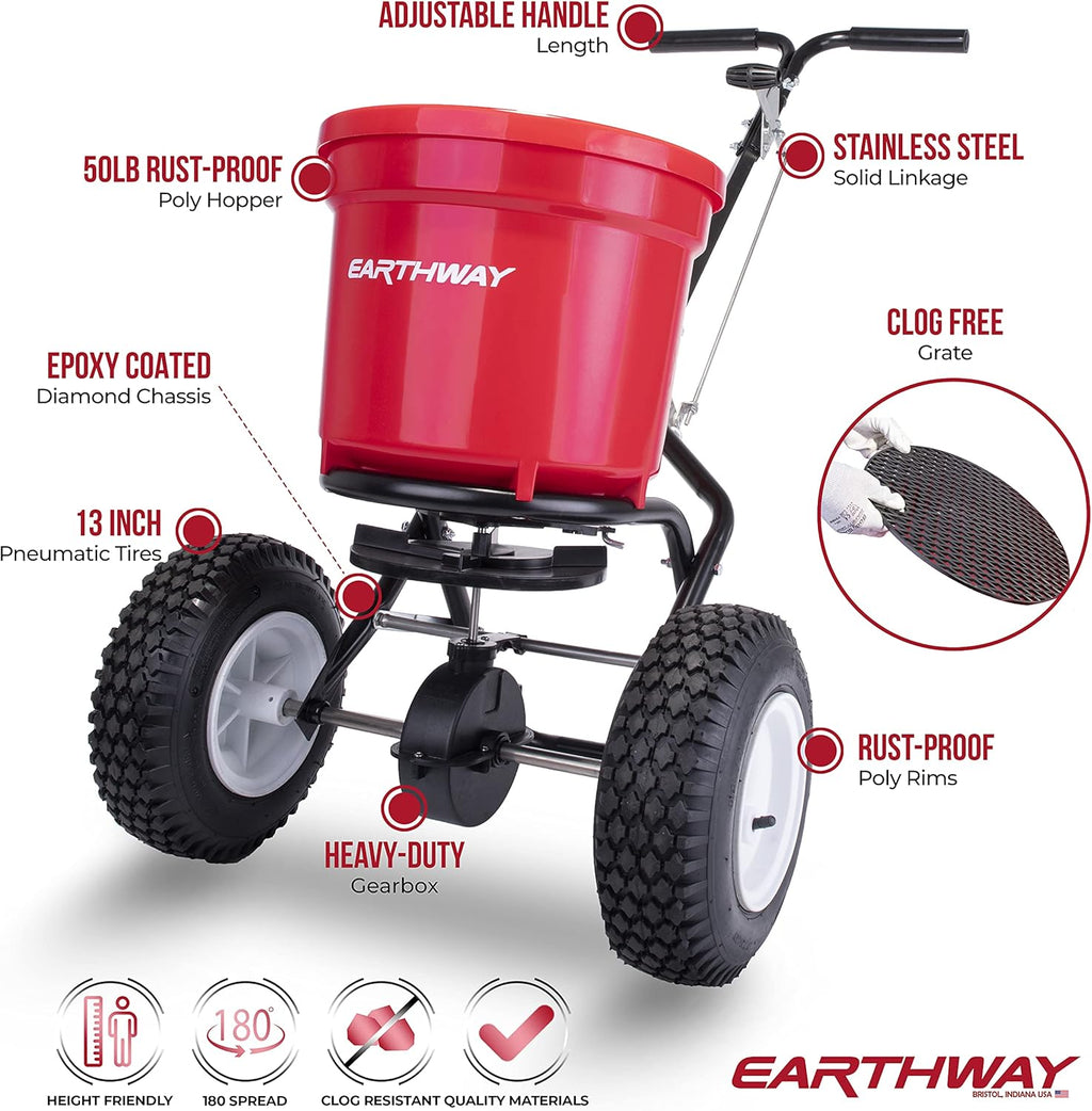 Red Heavy-Duty 50 LB Broadcast Fertilizer Spreader S941
