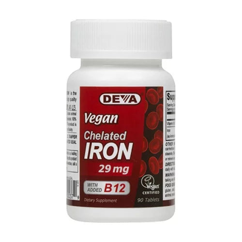 Vegan Chelated Iron 29 Mg with B12 Tablets, 90 Ea, 6 Pack C14072