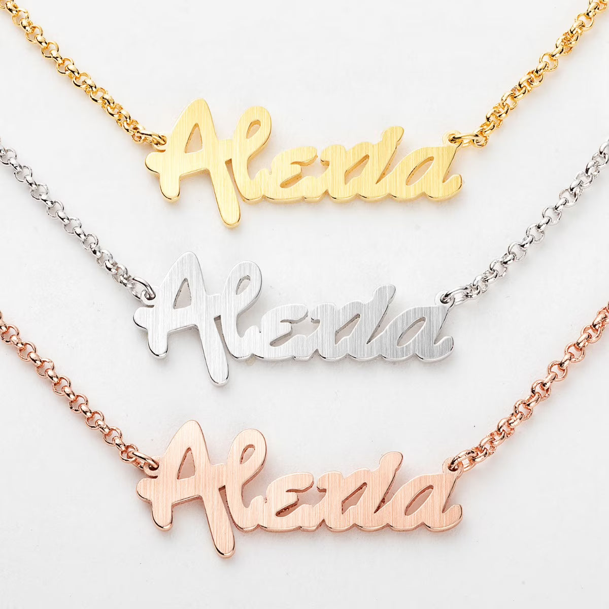 Satin Finish Name Necklace W945