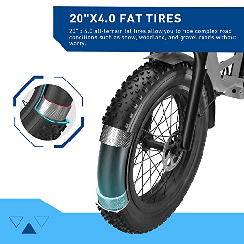 Electric Bike with 960W Peak Motor, 25mph Max Speed, 720WH Removable Battery, 20" Electric Bicycle with Shimano 7 Speed and Front Suspension Y1380