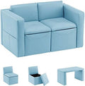 Kids 2-in-1 Sofa Convert to Table & 2 Chairs Leather Surface O687240