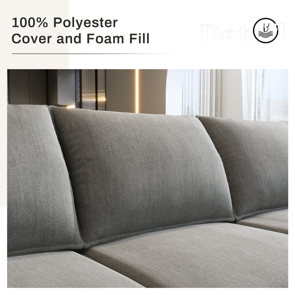 Grey U Shaped Sectional Sofa with Storage Ottomans U86738