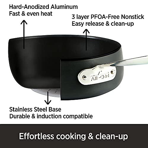 Hard Anodized Nonstick Saute Pan with Lid and Fry Pan Set 4 Quart 10 Inch Black Cookware E569