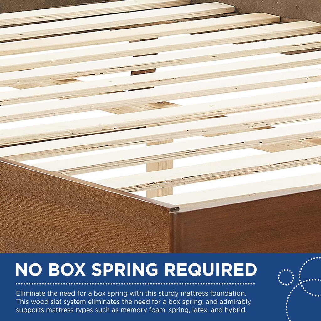 Walnut Cane and Wood King Platform Bed B9975