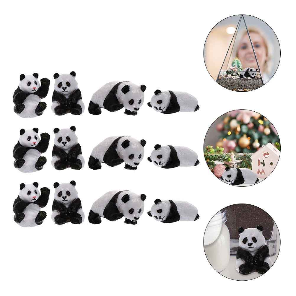 12Pcs Miniature Panda Dolls O6162