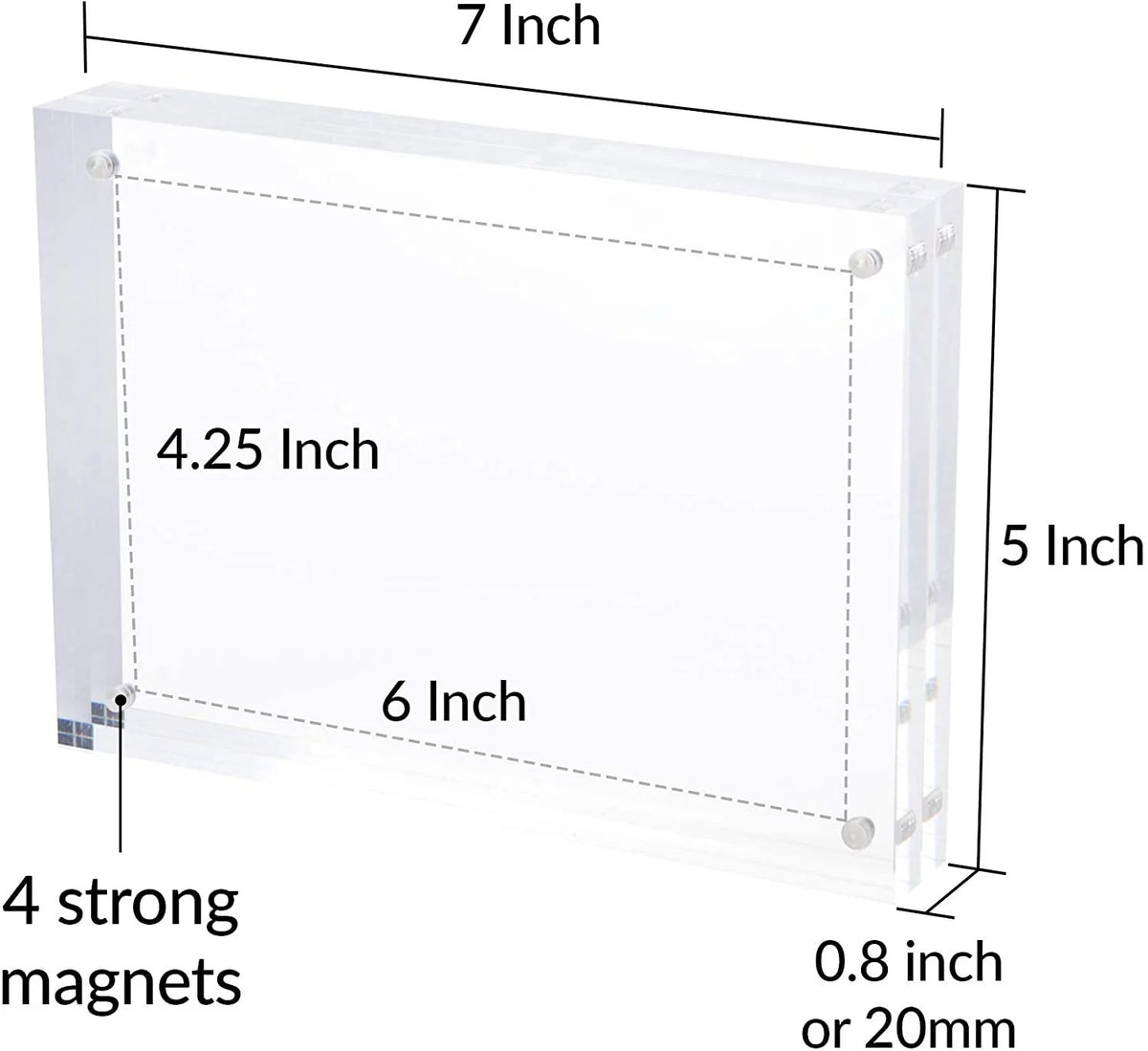 Magnetic Acrylic Photo Frame 5 in x 7 in Clear Pack of 3 A711888