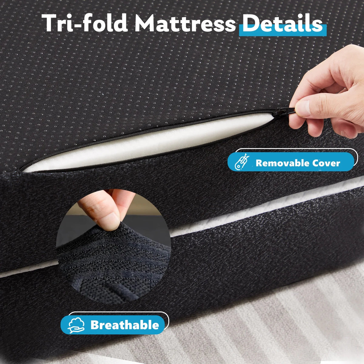 4 inches Tri-Fold Memory Foam Mattress with Cover N355