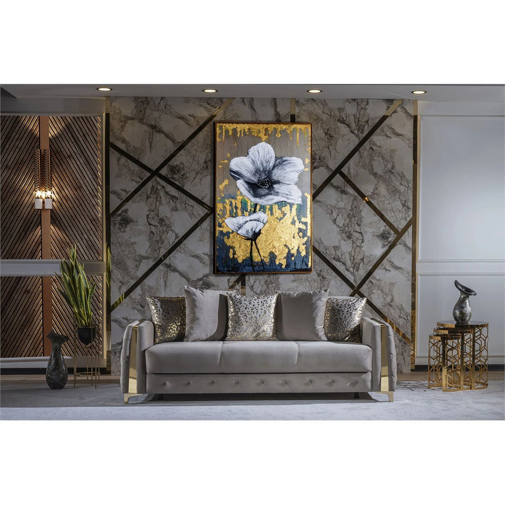 2PC Living Room Set Wood Taupe Y3356