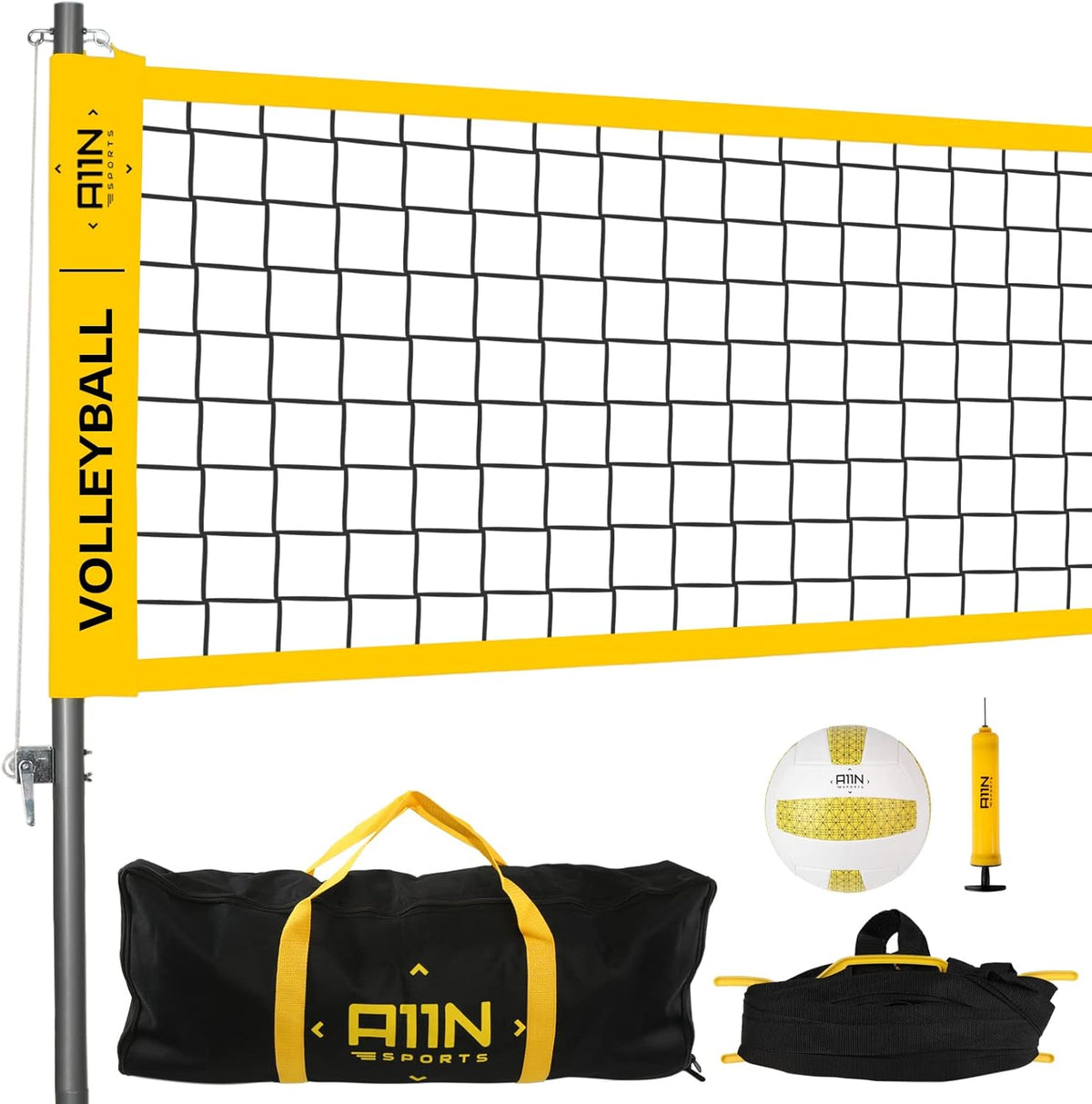 Outdoor Volleyball Set with Anti-Sag Net, Volleyball, Air Pump, Boundary Markers, and Carrying Bag U256