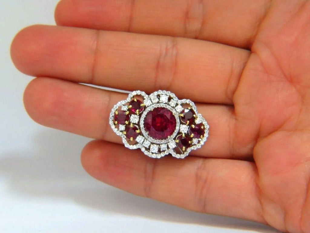8.03CT Natural Tourmaline Ruby Diamond Cluster Ring A648165