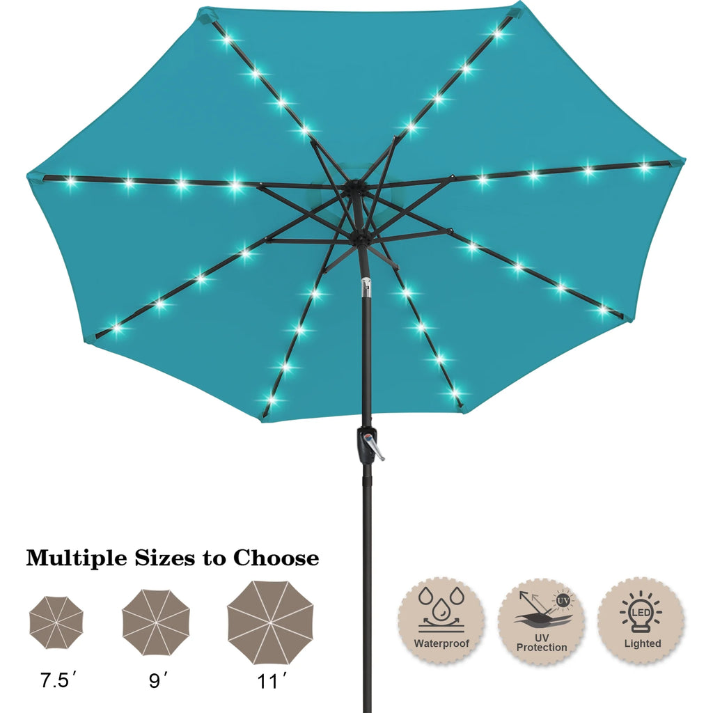 Turquoise Patio Solar Umbrella with Tilt and Crank G8785