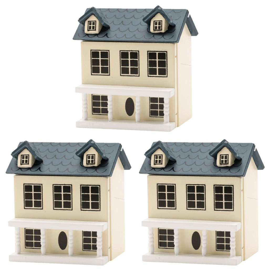 Set of 3 Wood Doll Houses Miniature Furniture Kits M682591