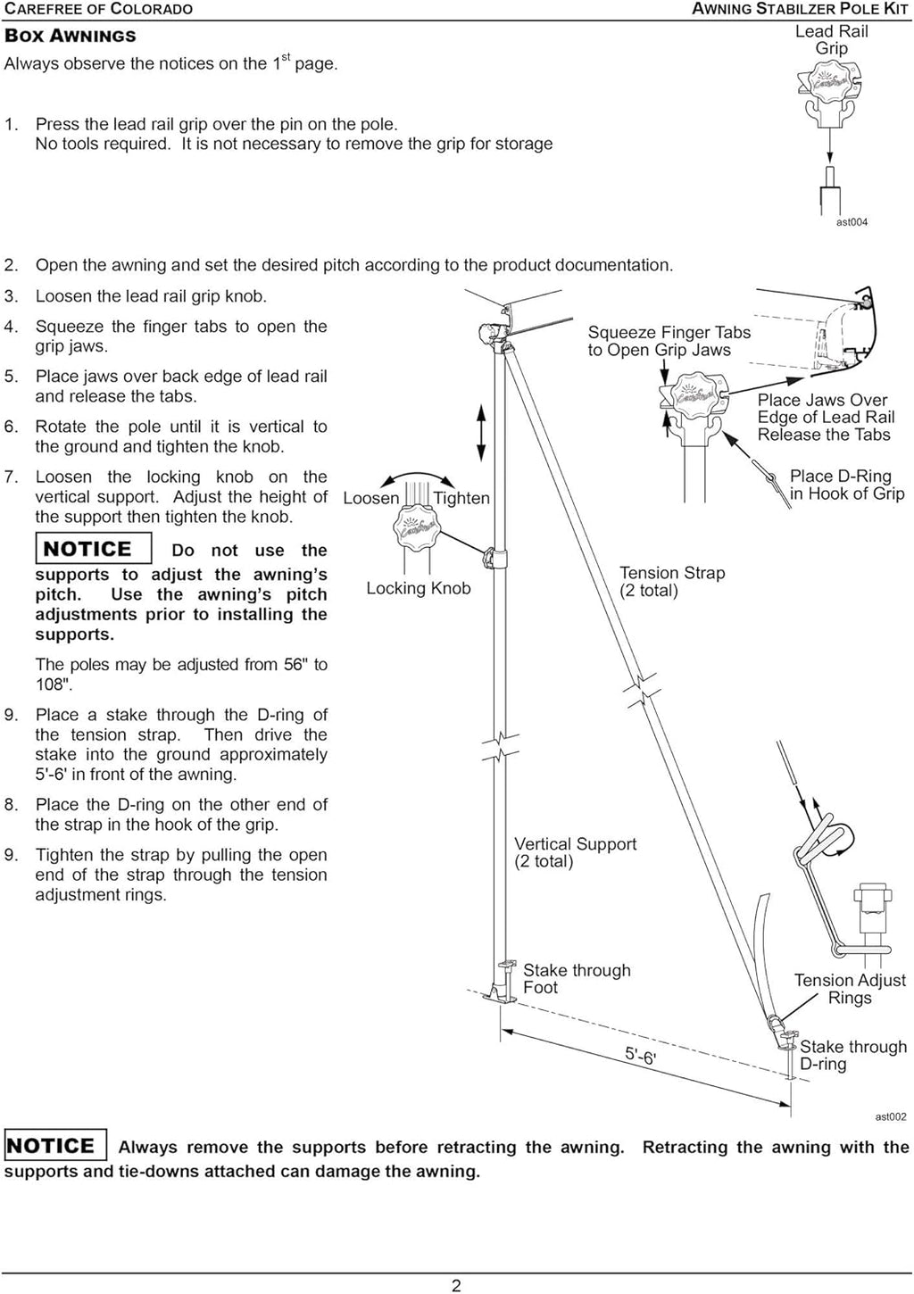 Awning Support Pole Kit E692