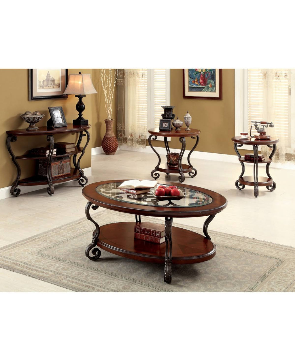 Brown Scrolled Leg End Table E135799