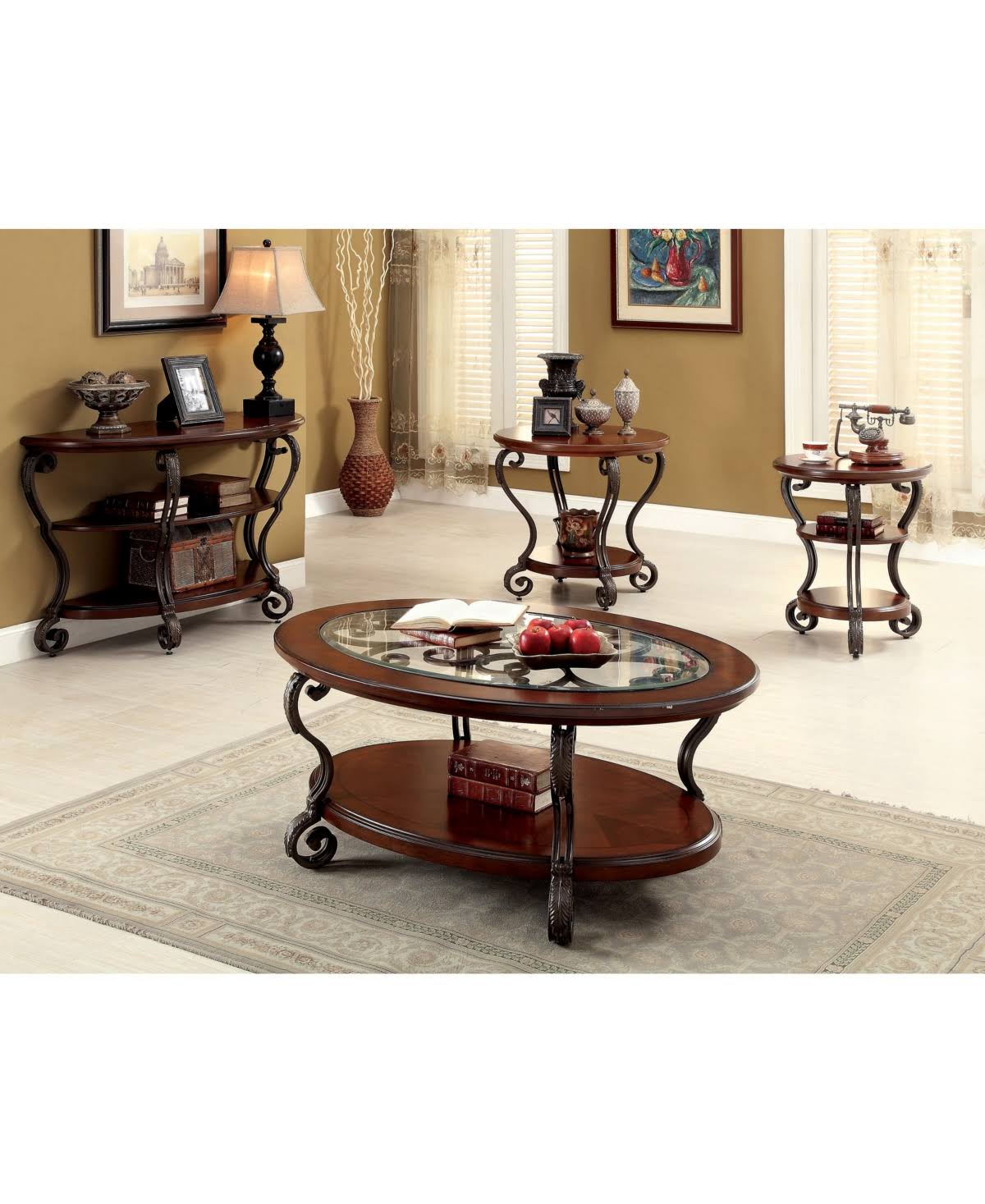Brown Scrolled Leg End Table E135799