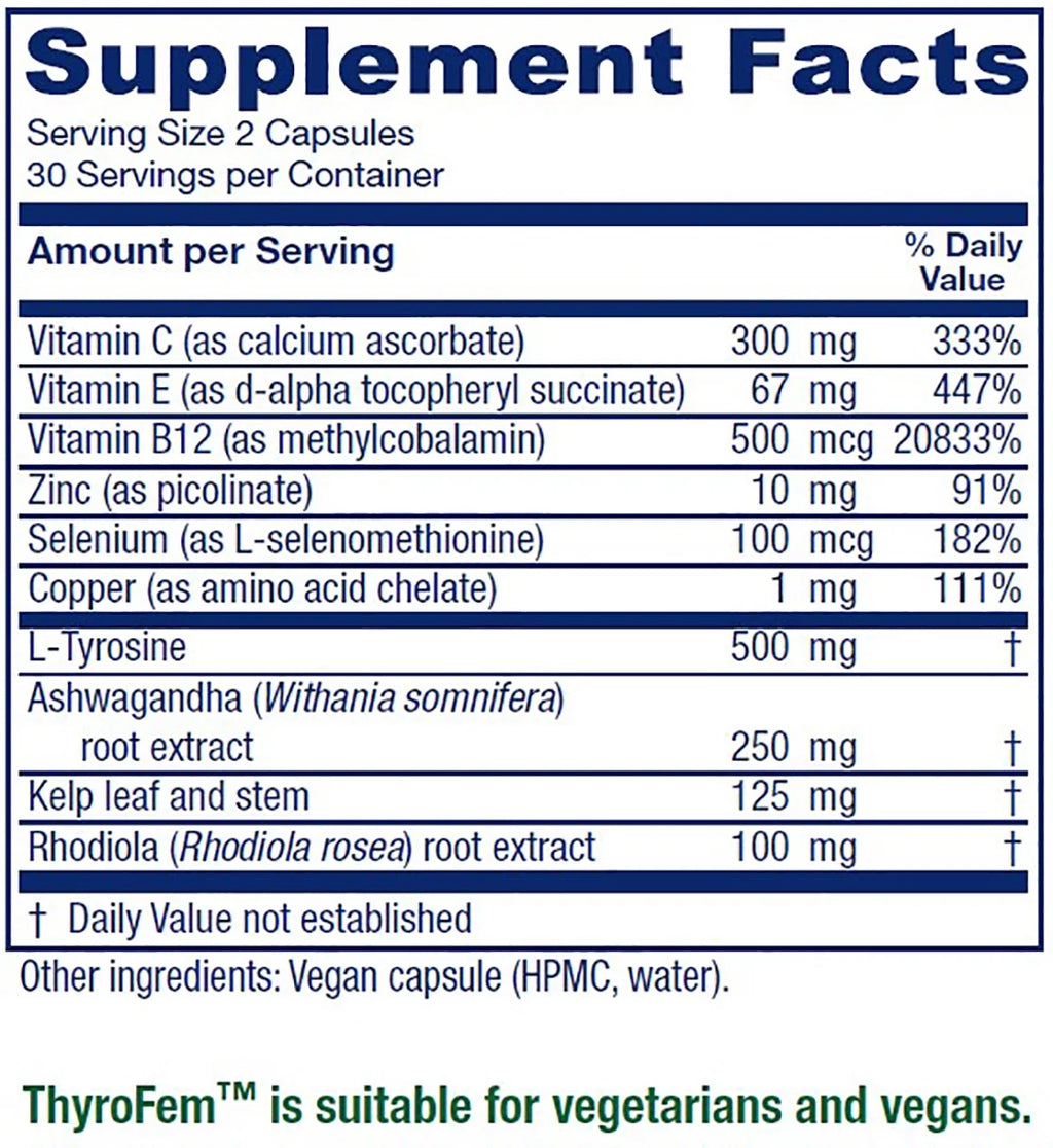 Vegan 60 Capsules Thyroid Support Q960806
