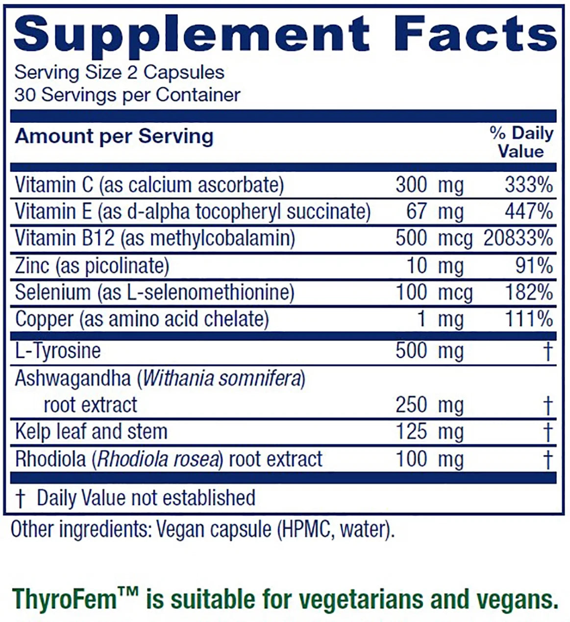 Vegan 60 Capsules Thyroid Support Q960806