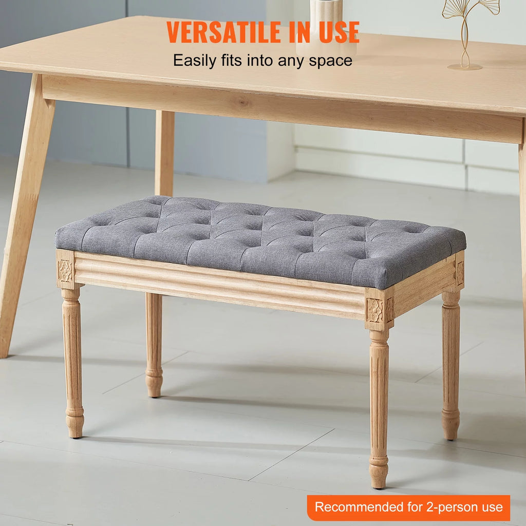 16" Upholstered Ottoman Bench Gray C888415