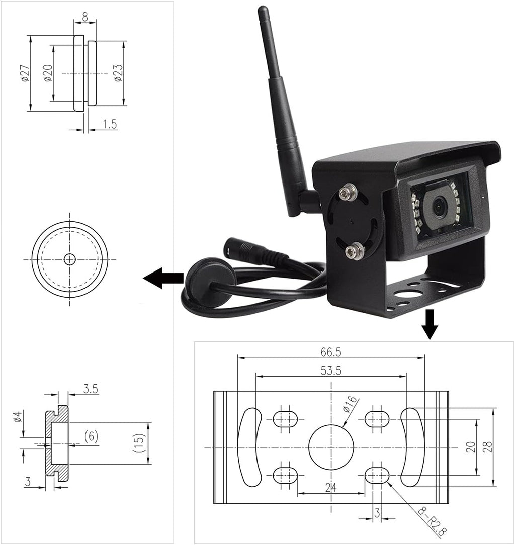 Wireless RV Backup Camera System 7'' Monitor with Infrared Night Vision M67731