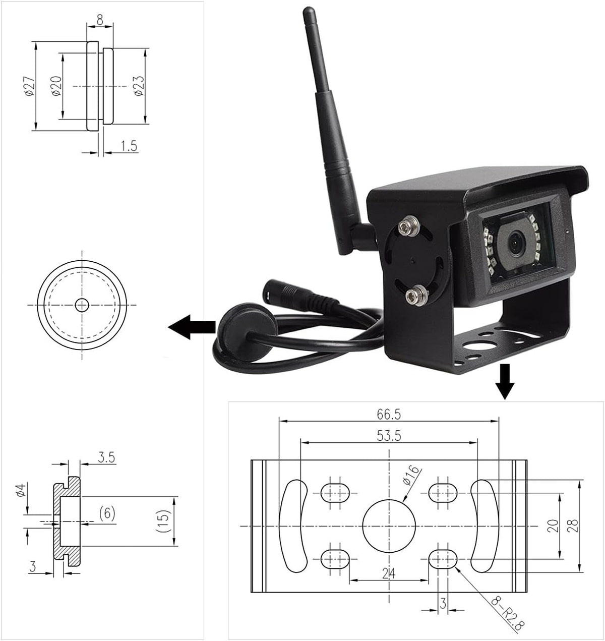 Wireless RV Backup Camera System 7'' Monitor with Infrared Night Vision M67731