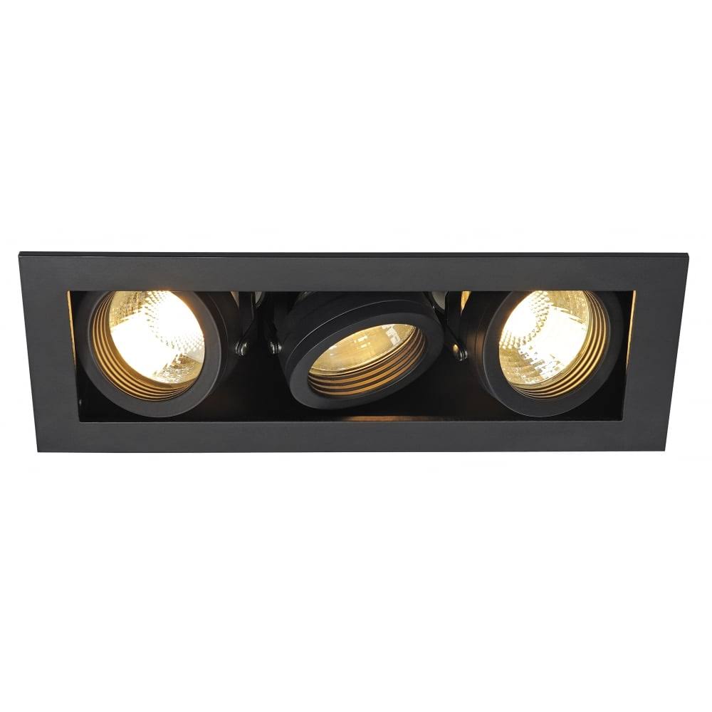 Square Matt Black 3 GU10 Recessed Downlight C36128