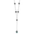 925 Sterling Silver Rhodium-plated Black Freshwater Cultured Pearl Y-Drop Necklace 16" Z12126