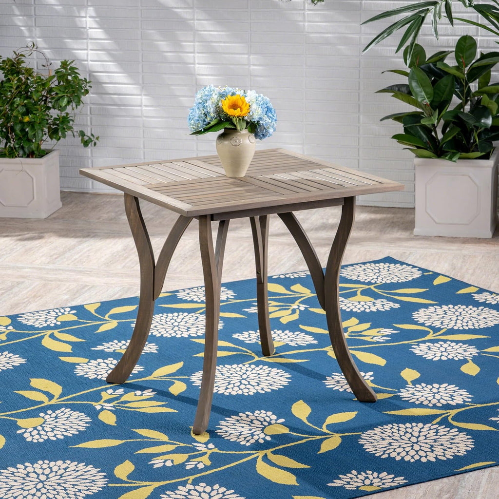 Gray Acacia Wood Square Dining Table Y8986