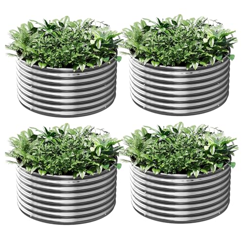 4 Pack 3x3FT Round Galvanized Metal Raised Garden Bed B3806