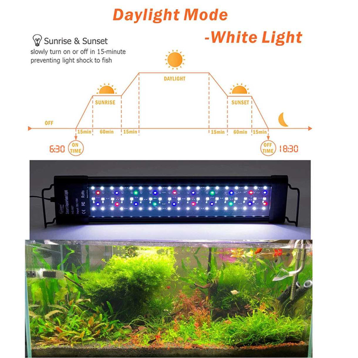 Aquarium LED Light Extendable 7 Colors Full Spectrum D1589