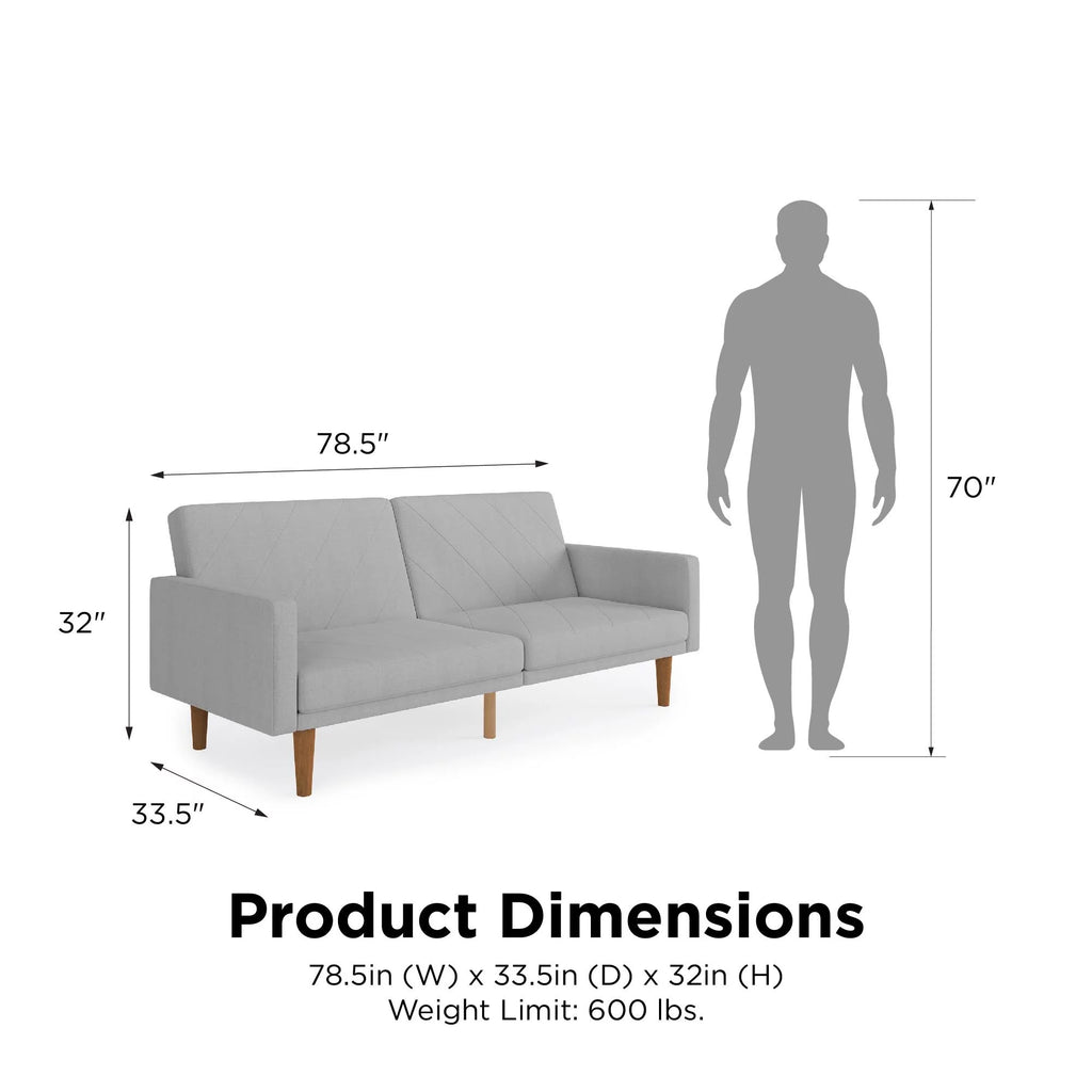 Light Gray Linen Convertible Sofa Bed with USB Port A406