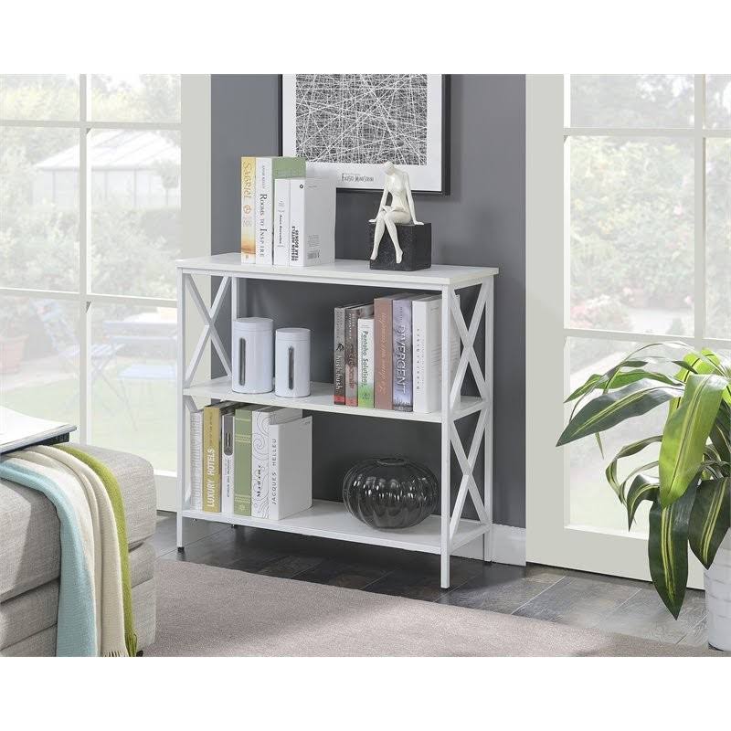 3 Tier White Wood Bookcase H71173