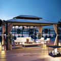 10'x13' Hardtop Gazebo with Curtains and Netting D589112