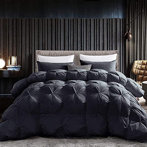 Queen Size Goose Down Comforter, 70 oz Fill Weight, White, Egyptian Cotton V1621