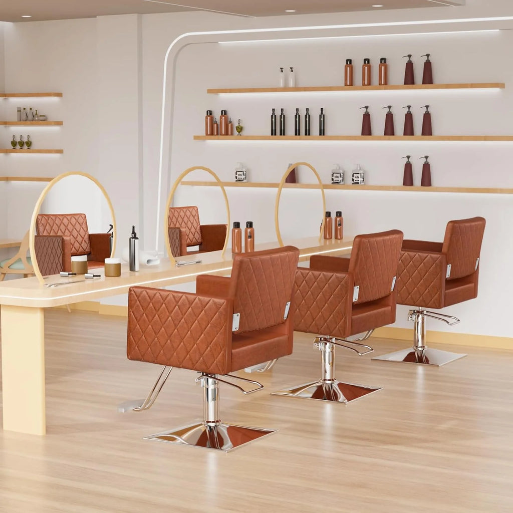 Brown Hydraulic Barber Chair with Aluminium Alloy Footrest O71129