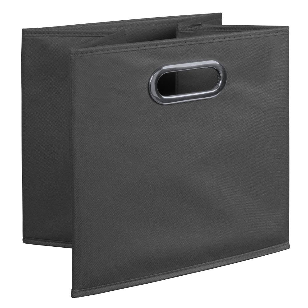 Medium Oak Grey Square Folding Bookcase with Fabric Bins E190610