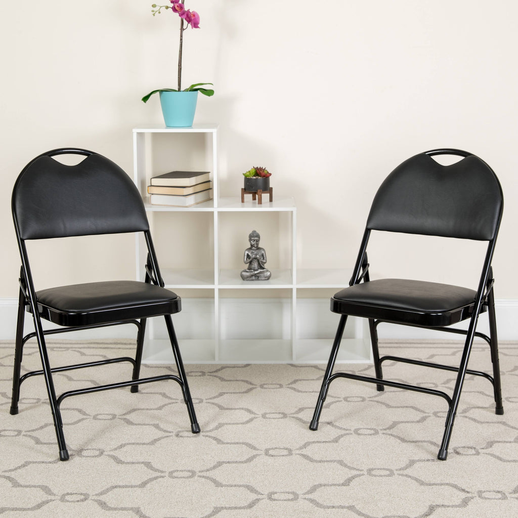 4 Pack Extra Large Triple Braced Folding Chair Gray Vinyl C367128