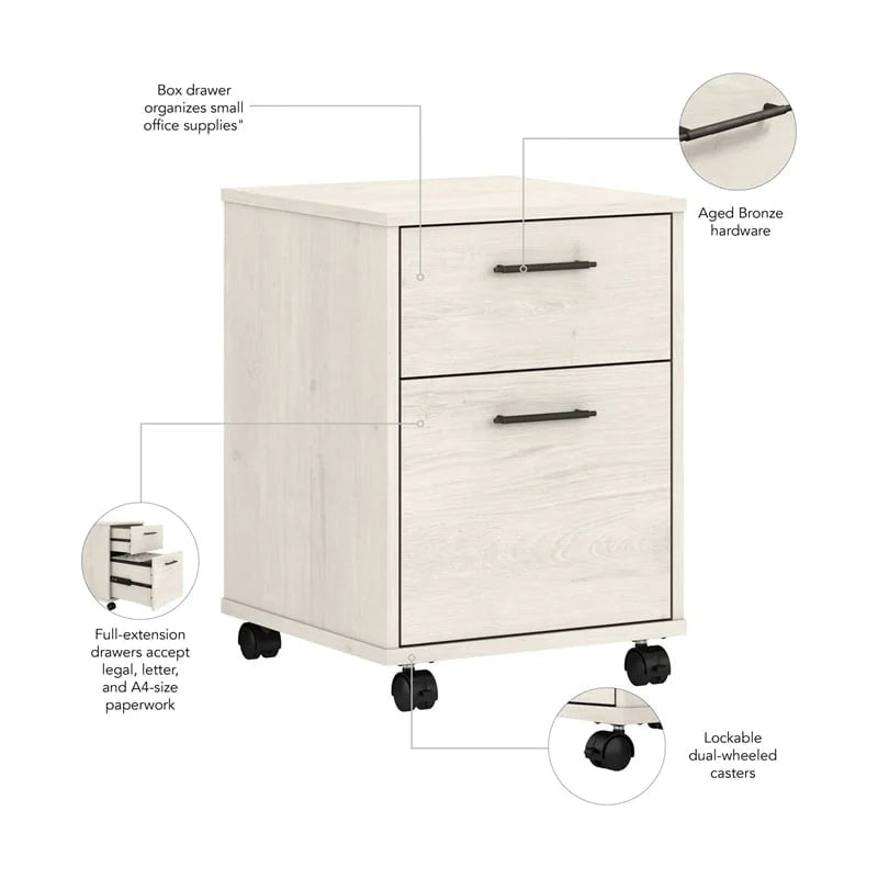 2 Drawer Farmhouse Wood Mobile File Cabinet in Oak Q789