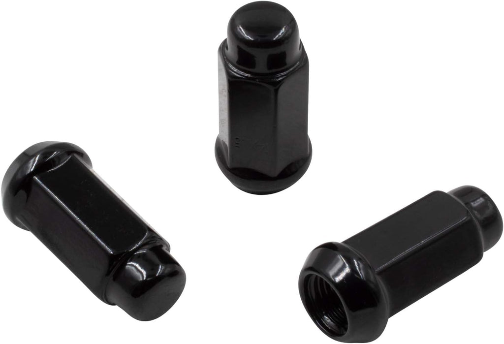 Set of 32 Black 1.90" Long Bulge Acorn Lug Nuts M14x1.50 Cone Seat N57181