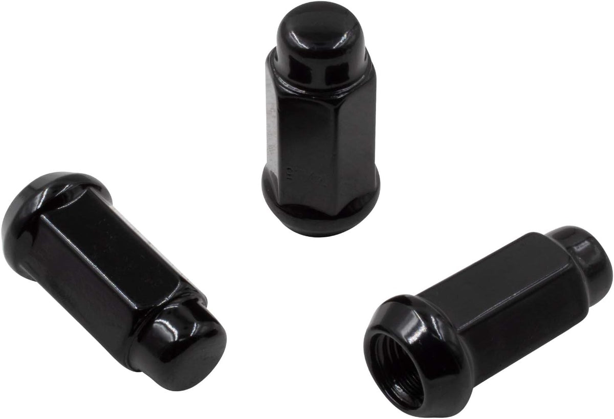 Set of 32 Black 1.90" Long Bulge Acorn Lug Nuts M14x1.50 Cone Seat N57181
