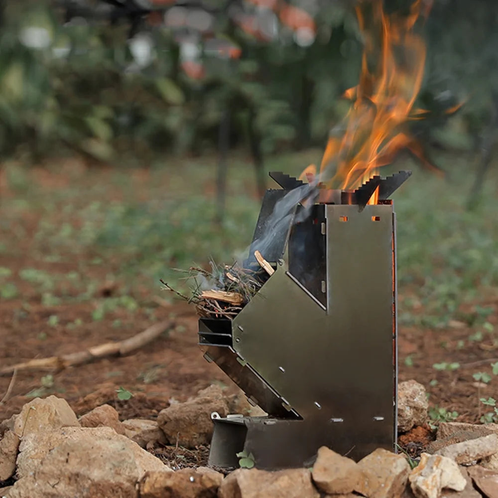 Portable Stainless Steel Wood Burning Rocket Stove L44240