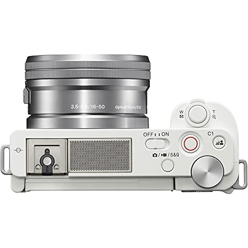 White Mirrorless Camera with 16-50mm Lens W3748