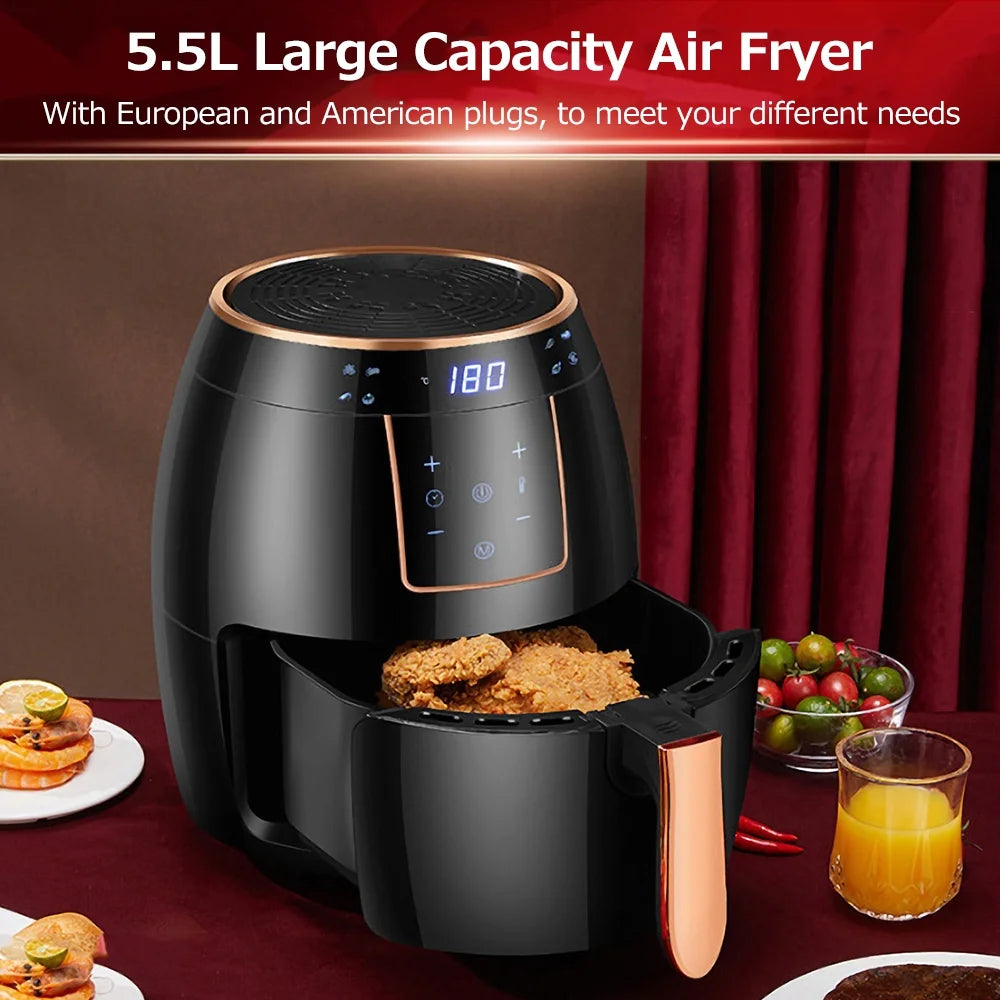 5.5L 1300W Touch Screen Electric Air Fryer with Bakeware D521