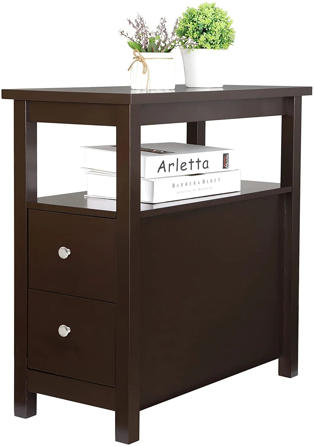Wooden End Table with Drawer and Storage Shelf P92146