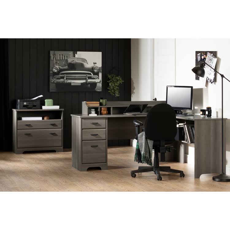 Weathered Oak L-Shaped Desk Z65900