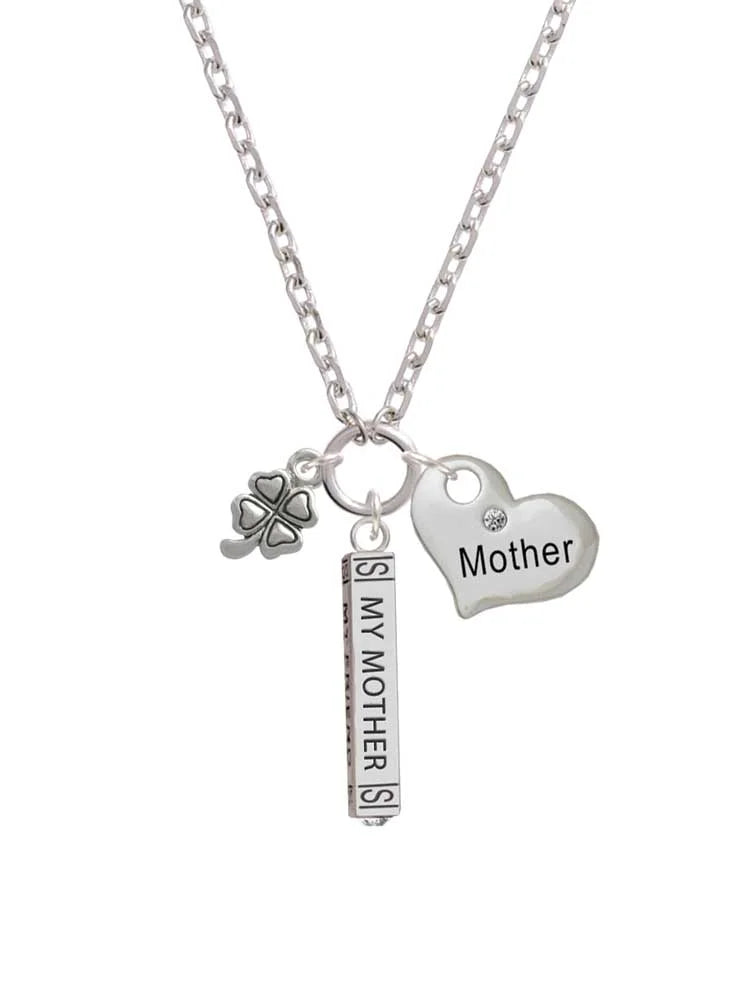 Silvertone Mini Four Leaf Clover Bar Necklace J998