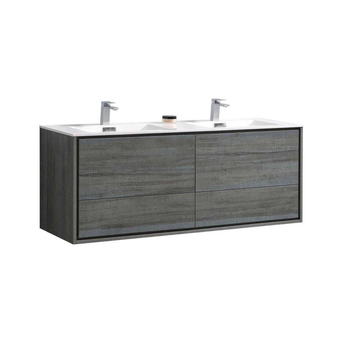 60 in. Double Sink Wall Mount Ocean Gray Bathroom Vanity B386845