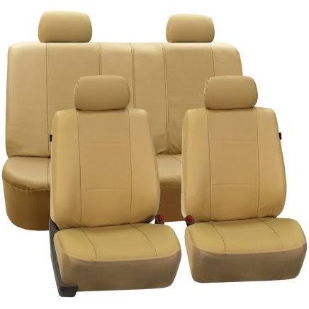 Black Faux Leather Split Bench Car Seat Covers R62792